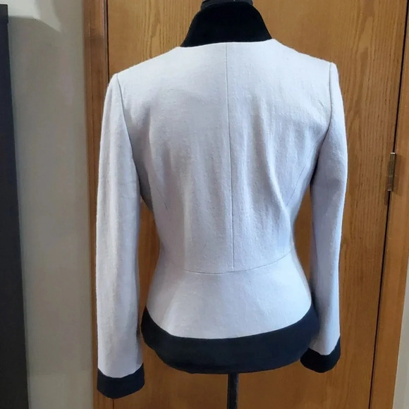 Elevenses anthropologie wool blend taupe blazer with sideways bow front - Picture 3 of 6